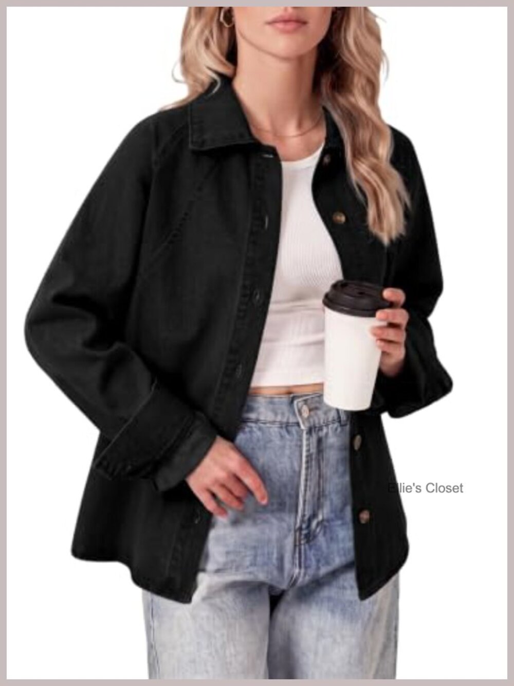 Women's Button Down Denim Shirt Long Sleeve Oversized Cotton